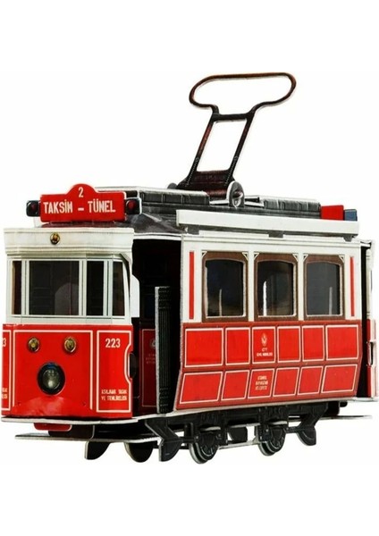 Nostaljik Tren (Kırmızı Kutu) 3D Karton Puzzle Yapboz