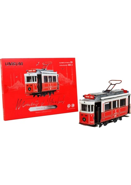 Nostaljik Tren (Kırmızı Kutu) 3D Karton Puzzle Yapboz