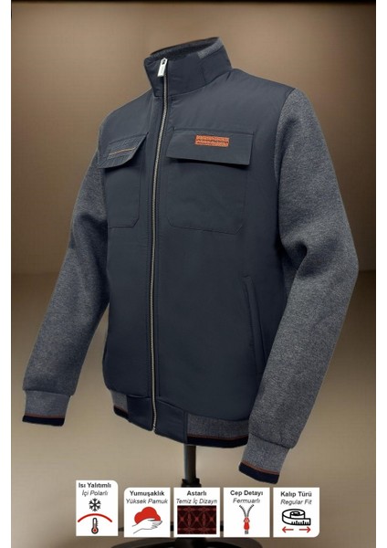 Erkek Kışlık Füme Ceket Içi Astarlı Kalın Kumaş Kapaklı Fermuarlı Yan Cepler fiyatları