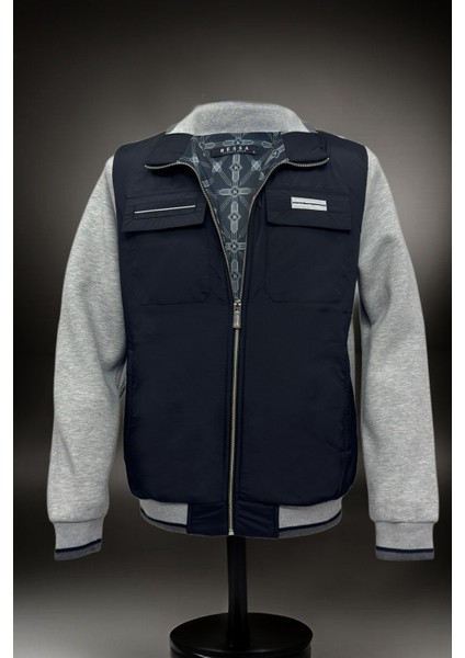 Erkek Kışlık Gri Ceket Içi Astarlı Kalın Kumaş Kapaklı Fermuarlı Yan Cepler modelleri