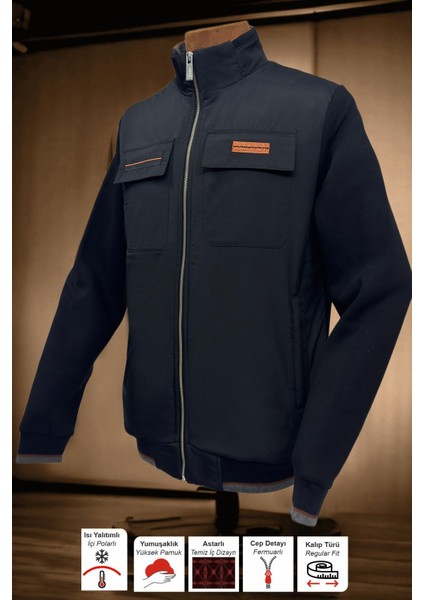 Erkek Kışlık Ceket Içi Polarlı Paraşüt Kumaş Detaylı Kapaklı Cepler Fermuarlı Yan Cepler fiyatları