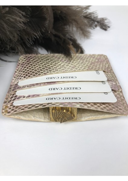 Kartlık Bej - Rose Yılan Desenli Hakiki Deri Kadın Model