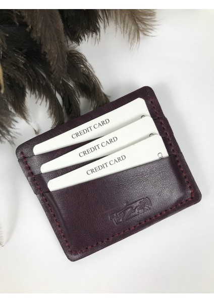 Kartlık Mürdüm Renk Hakiki Deri Unisex indirimleri