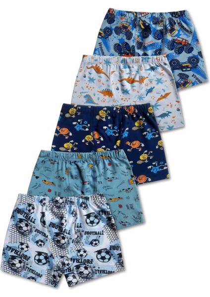 %95 Pamuklu Erkek Çocuk Likralı Penye Boxer Külot Iç Çamaşır 5li Set modelleri