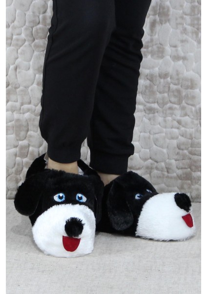 Sevimli Köpek Figürlü Peluş Panduf Hayvanlı Yumuşak Kadın Panduf