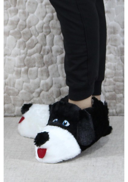 Sevimli Köpek Figürlü Peluş Panduf Hayvanlı Yumuşak Kadın Panduf
