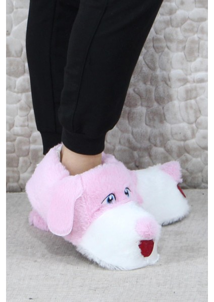 Sevimli Köpek Figürlü Peluş Panduf Hayvanlı Yumuşak Kadın Panduf