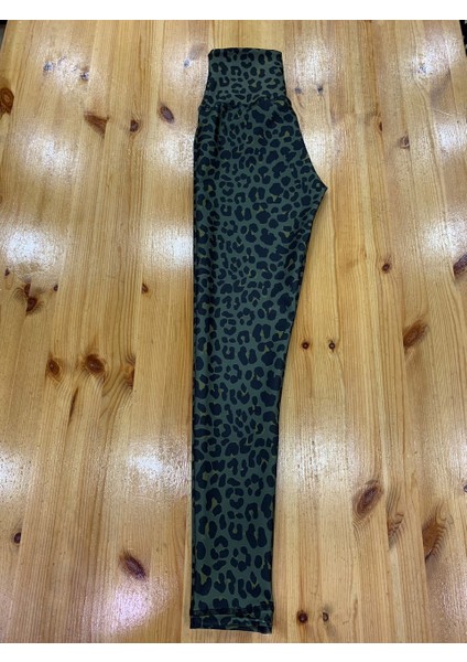 Koyu Haki Leopar Desen Spor Tayt indirimleri