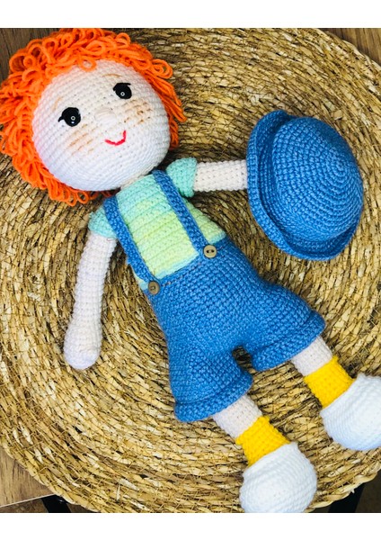 Portakal Çocuk Amigurumi Organik Oyuncak Erkek Bebek Turuncu Saçlı Orange Boy