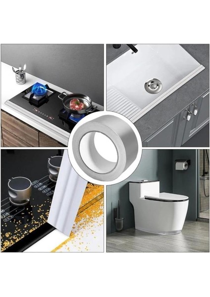 5 Metre x 3 cm Alüminyum Folyo Bant Lavabo Ocak Kenarı Su Sızdırmaz Yanmaz Boru Tamir Çatlak Bandı modelleri