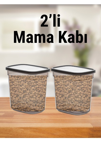 2 Adet Sürgülü Mama Saklama Kabı 2 Litre – Pratik ve Şık Depolama Çözümü