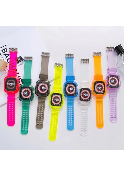 Apple Watch Ultra - 49MM Uyumlu 2in1 Tam Koruma Silikon Kordon Kılıf modelleri