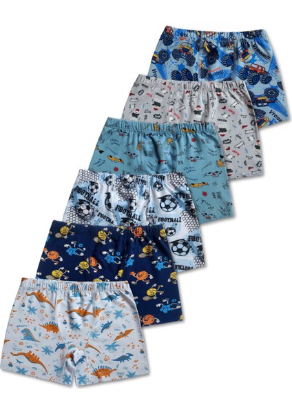 %95 Pamuklu Erkek Çocuk Süprem Penye Boxer Külot Iç Çamaşır 6lı Set