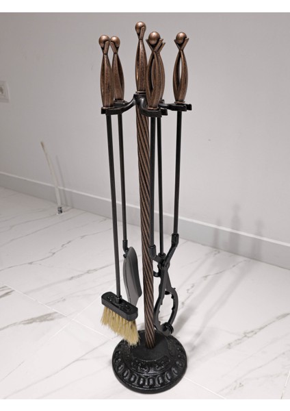 Luks Şömine Maşa Takımı,şömine Takımı,şömine Aksesuarları Renk : Bakır