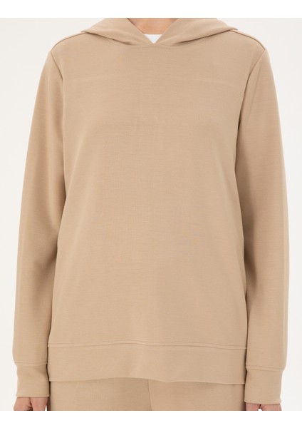 Kadın Bej Oversize Modal Kumaş Sweatshirt 50300845-VR011