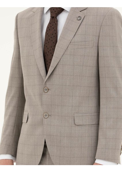 Erkek Açık Kahverengi Slim Fit Takım Elbise 50285267-VR002