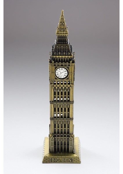 Antik Bronz Metal Eskitilmiş Vintage Görünümlü London Big Ben Kule Biblo