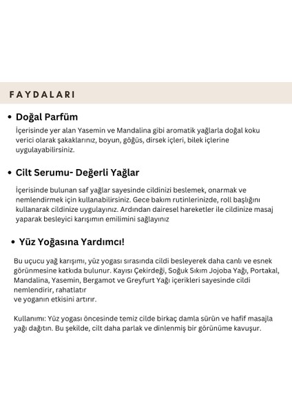 Yasemin Mandalina Uçucu Yağ Aromaterapi Roll, Cilt Serumu, Doğal Koku