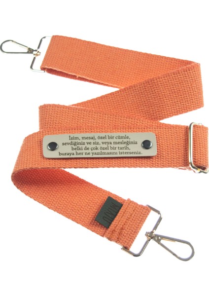 Mercan Renk, Hediyelik Adınıza Özel Çapraz Çanta Askısı, 140 Cm Zarif ve Şık İsme Özel Tasarım