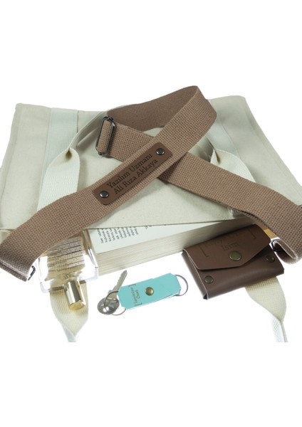 Açık Kahve, Kişi İsmine Özel, Ayar Tokalı, Çanta Askı Kayışı, 160 Cm Sağlam Pamuklu Kolon, Hediyelik fırsatları