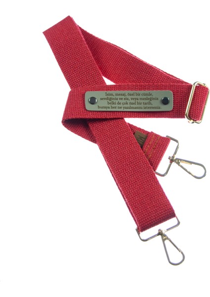 Kırmızı Renk, Zamansız Tasarım, Hediyelik Modern İsme Özel Çanta Askısı, 180 Cm Kullanışlı Tasarım