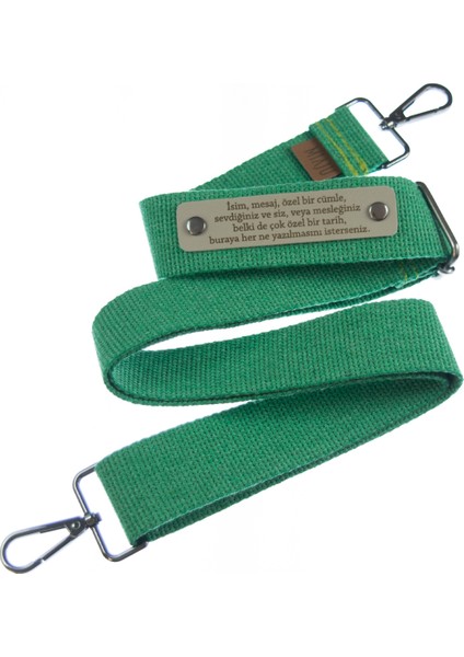 Yeşil Renk, Şık Dokulu Unisex Çapraz Çanta Kayışı, 180 Cm Ve Kişiye Özel Tasarım Hediye