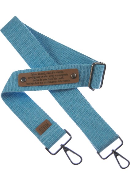 Mavi Renk, Öğretmenler Için Hediyelik Şık Çanta Askısı, Kişiye Özel Tasarım, 140 cm Metal Aksamlı