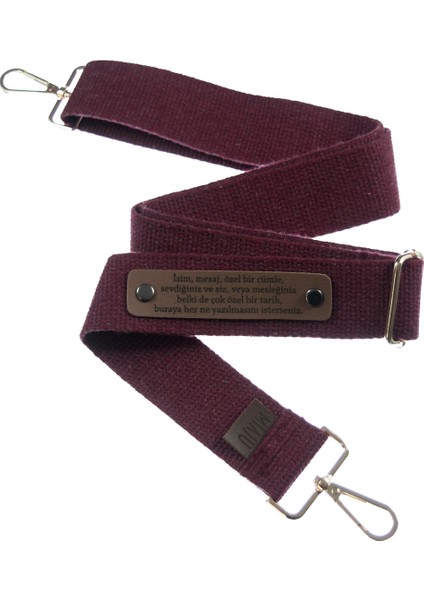 Bordo Renk, Bankacılara Özel Isme Özel Çapraz Kullanım Çanta Omuz Askısı, 220 cm Kişisel Hediyelik