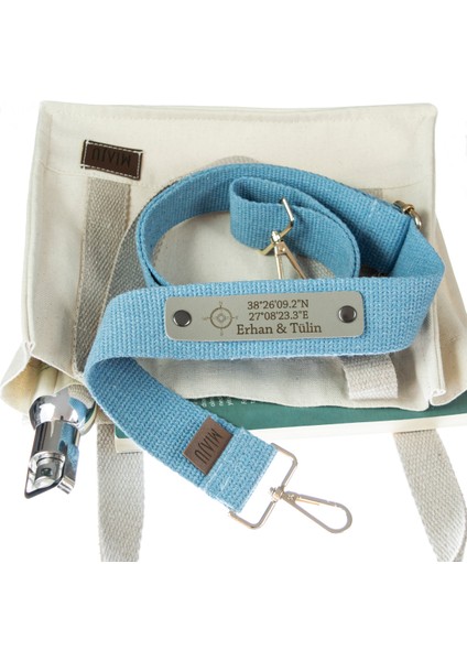 Açık Mavi Renk, Isme Özel Stil Sahiplerine Eşsiz Hediye Omuz Askısı, 120 cm Ayarlanabilir Uzunluk fiyatları