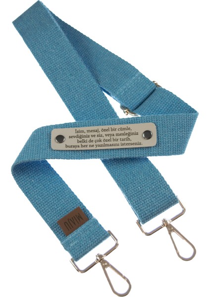Mavi Renk, Çantanıza Farklılık Katacak İsme Özel Renkli Omuz Askısı, 120 Cm, Stil Sahiplerine Özel