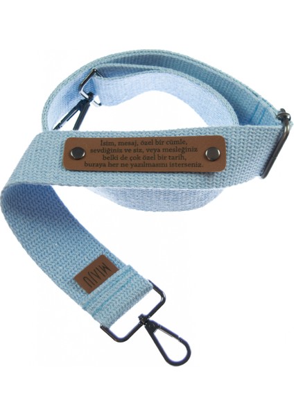 Açık Mavi Renk, Isminize Özel Laptop Çanta Askısı, 180 cm Modern ve Şık, Adınıza Özel Omuz Askısı