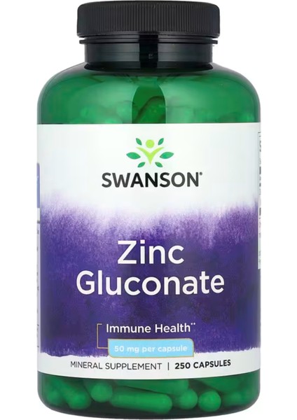 Swanson, Zinc Gluconate, 50 Mg, 250 Capsules