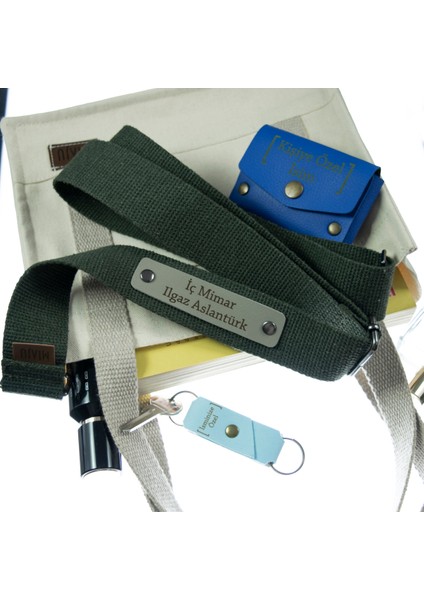 Koyu Yeşil Renk, Şık Giyinenler İçin Özel Detaylı İsme Özel Çanta Askısı, 140 Cm Hediyelik Seçenek fiyatları