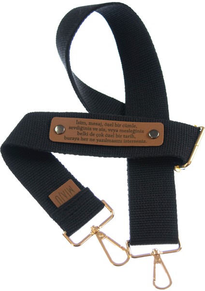 Siyah Renk, Kendi Adınıza Tasarlanmış Çanta Omuz Askısı, 140 Cm Çanta Kayışı, Sevdiklerinize Hediye