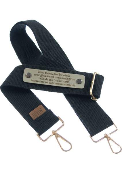 Siyah Renk, Çapraz Kullanıma Uygun, Fonksiyonel İsme Özel Çanta Omuz Askısı, 220 Cm Sevgiliye Hediye