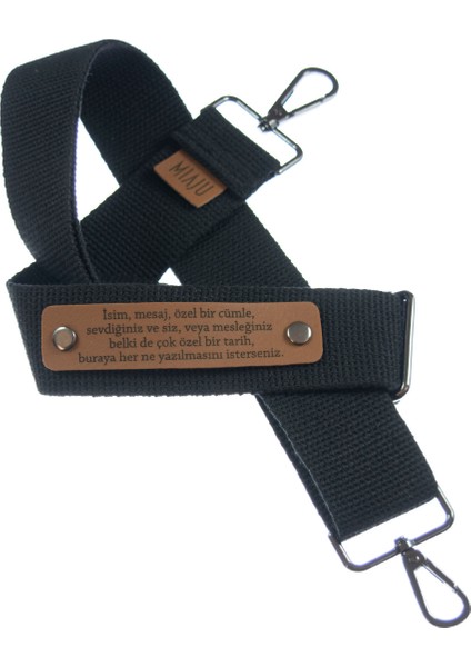 Siyah Renk, Kişisel Stil İçin Adınıza Özel Çanta Askısı, 140 Cm Ayarlanabilir, Uzun Çanta Askısı