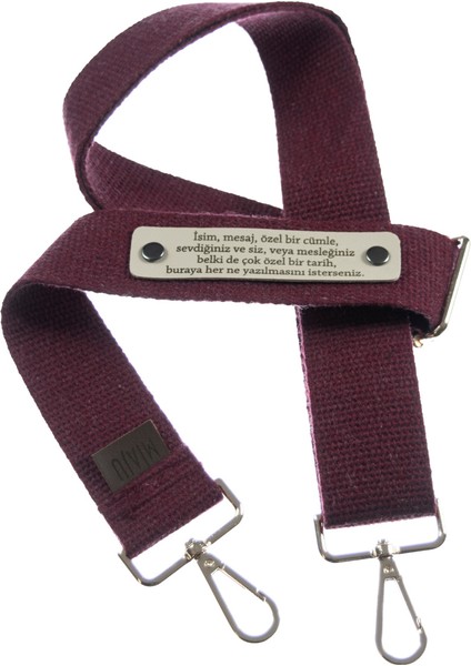 Bordo Renk, Arkadaşının İsmine Özel Hediyelik Çapraz Çanta Omuz Askısı, 200 Cm Tasarım Hediye