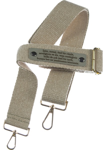 Sütlü Kahve Renk, İsme Özel Tasarım Deri Detaylı Çanta Askısı, 220 Cm Günlük Kullanıma Uygun