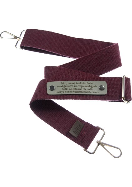 Bordo Renk, Kişiye Özel İnovasyon Uzmanı Çanta Askısı,, 140 Cm İsme Özel Hediyelik Omuz Askısı