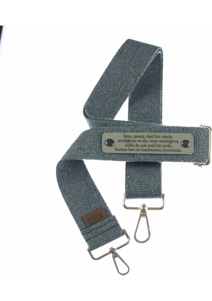 Gri Renk, Günlük Kullanıma Uygun İsminize Özel Çanta Askısı, 140 Cm Şıklığınızı Tamamlayan Tasarım