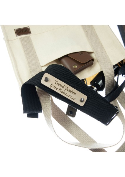 Siyah Renk, Pamuklu Kolon Detaylı Çanta Askısı, Sevdiklerinizin İsmine Özel Hediyelik, 140 Cm Kayış fırsatları