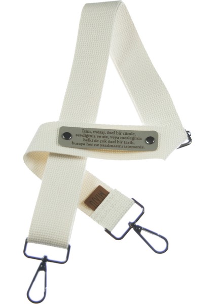 Krem Renk, Kanvas Çantalar Için Isme Özel, 180 cm Omuz Askısı, Arkadaşına Benzersiz