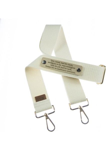 Krem Renk, Her Tarza Uygun Isme Özel Tasarım Çanta Omuz Askısı, 180 cm Şık Hediye Çanta Askısı