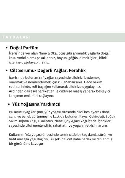 Nane Okaliptus Uçucu Yağ Aromaterapi Roll 10 ml