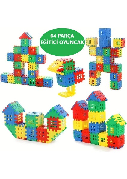 Puzzle City 3D 64 Parça Yapı ve Tasarım Blokları Eğitici Oyuncak