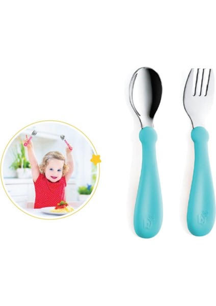 Babyjem Paslanmaz Çelik Çatal Kaşık Seti 522 Turkuaz