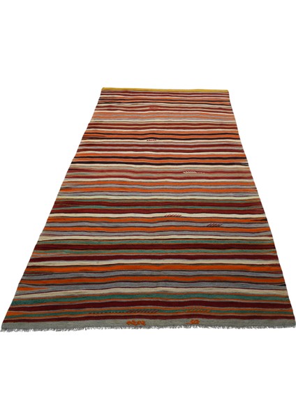 El Dokuma Yekpare Benzersiz Balıkesir Çubuklu Yörük Yün Kilim 5458