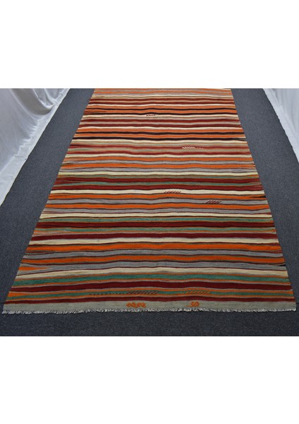 El Dokuma Yekpare Benzersiz Balıkesir Çubuklu Yörük Yün Kilim 5458