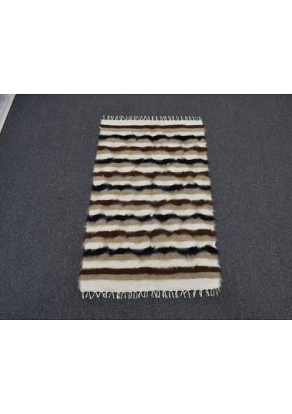 Yeni El Dokuma Naturel Otantik Tiftik Yün Siirt Battaniyesi Kilim 5443