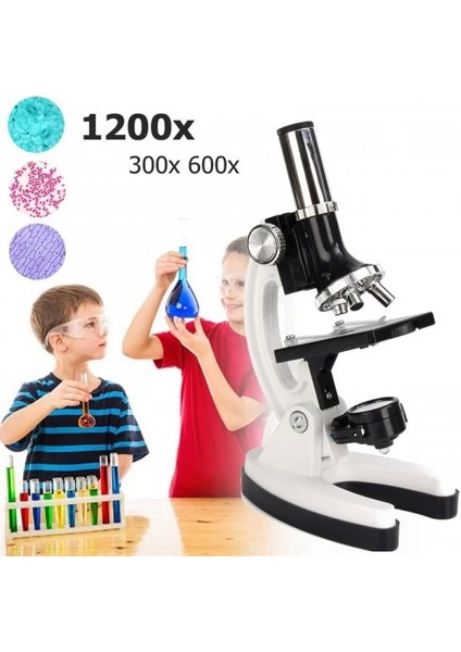 Mikroskop Taşınabilir Set 28 Parça Eğitim Mikroskop Kiti 300x 600x Ve 1200x Çocuklara